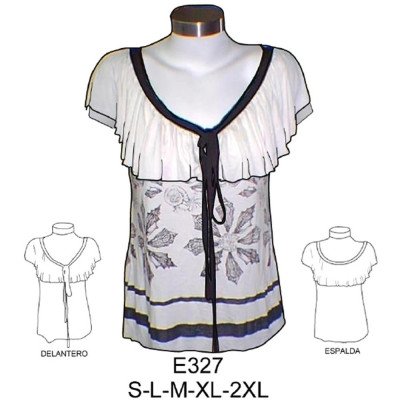 E327 - Molde de Polera escotada doble cuello sin manga E327 - Molde de Polera escotada doble cuello sin manga