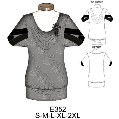 E352 - Molde de Polera drapeada, manga con puño tipo kimono E352 - Molde de Polera drapeada, manga con puño tipo kimono