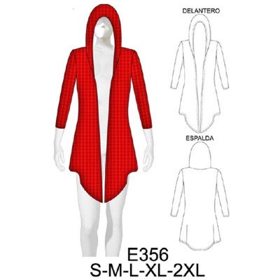 E356 - Molde de Tapado manga ¾ con gorro