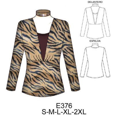 E376 - Molde de Polera con delantero interior y plisado en escote E376 - Molde de Polera con delantero interior y plisado en escote