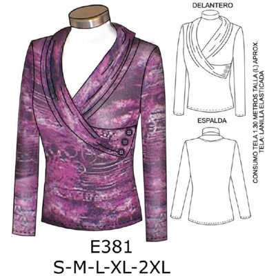E381 - Molde de Polera escotada con cuello E381 - Molde de Polera escotada con cuello