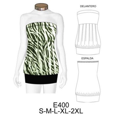 E400 - Molde de Polera strapless globo E400 - Molde de Polera strapless globo