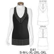 E41 - Molde de Polera escote v con pretina ancha