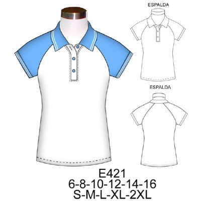 E421 - Molde de Polera pique manga reglan E421 - Molde de Polera pique manga reglan