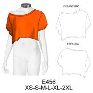 E456 - Molde de Polera juvenil corta escotada (oversize) largo 42 cms