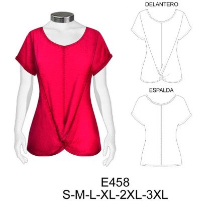 E458 - Molde de Polera manga murciélago con nudo central E458 - Molde de Polera manga murciélago con nudo central