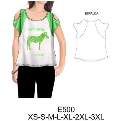 E500 - Molde de Polera semi evase hombro descubierto E500 - Molde de Polera semi evase hombro descubierto