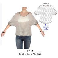 E511 - Molde de Polera manga murciélago, espalda de encaje