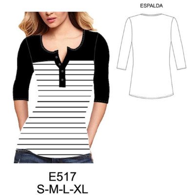 E517 - Molde de Polera con canesú y pata E517 - Molde de Polera con canesú y pata