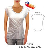 E535 - Molde de Polera kimono, corte diagonal con recogido