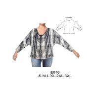 E616 - Molde de Polera kimono escote drapeado