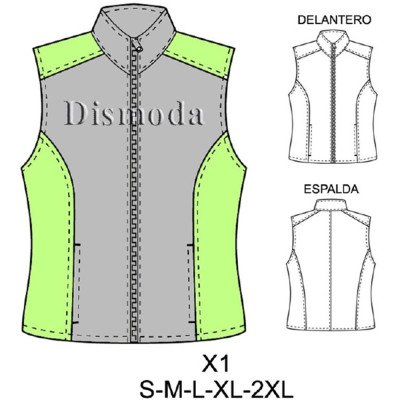 X1 - Molde de Polerón polar sin mangas corte princesa X1 - Molde de Polerón polar sin mangas corte princesa