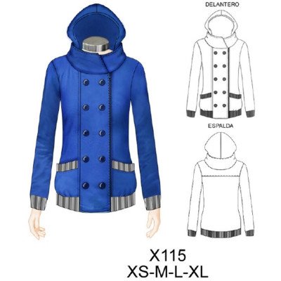 X115 - Molde de Polerón cruzado cuello grande con gorro X115 - Molde de Polerón cruzado cuello grande con gorro