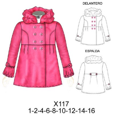 X117 - Molde de Chaquetón polar cuello y puño globo X117 - Molde de Chaquetón polar cuello y puño globo