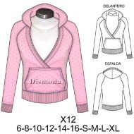 X12 - Molde de Polerón manga raglan entallado con aplicación en escote