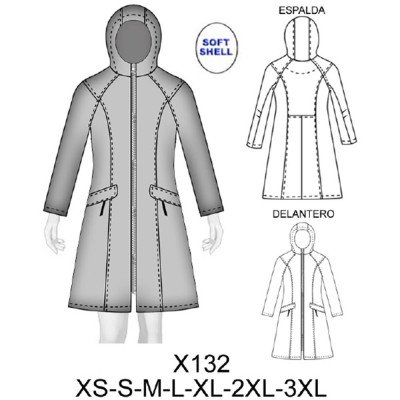 X132 - Molde de Chaquetón softshell con gorro X132 - Molde de Chaquetón softshell con gorro