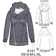 X141 - Molde de Polerón con cierre, cuello globo