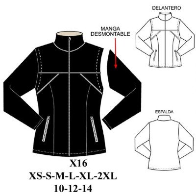 X16 - Molde de Chaqueta dama con manga desmontable X16 - Molde de Chaqueta dama con manga desmontable