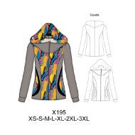 X195 - Molde de Polerón largo corte princesa gorro desbocado