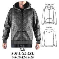 X21 - Molde de Polerón de hombre semi entallado con gorro