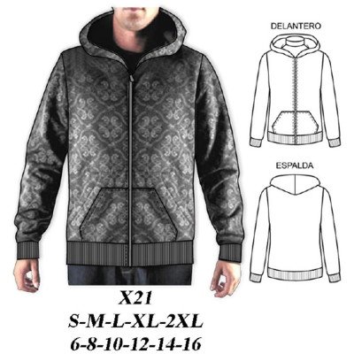 X21 - Molde de Polerón de hombre semi entallado con gorro X21 - Molde de Polerón de hombre semi entallado con gorro