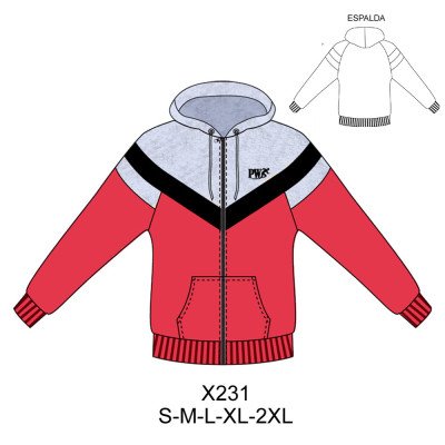 X231 - Molde de Polerón largo oversize, con gorro, cortes estilo retro X231 - Molde de Polerón largo oversize, con gorro, cortes estilo retro