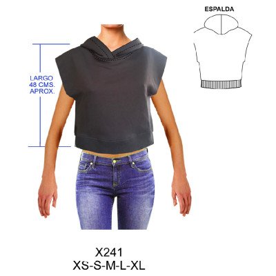 X241 - Molde de Polerón kimono sin manga con gorro amplio