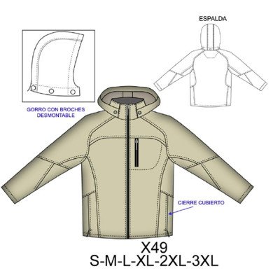 X49 - Molde de Chaqueta softshell X49 - Molde de Chaqueta softshell