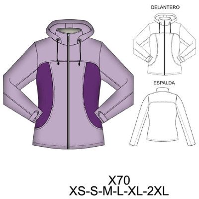X70 - Molde de Casaca mujer softshell con cuello y gorro X70 - Molde de Casaca mujer softshell con cuello y gorro