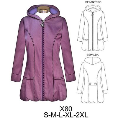 X80 - Molde de Chaqueta globo corte princesa (largo ref