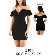 Z101 - Molde de Vestido escotado con pabilos, vuelos en mangas y espalda