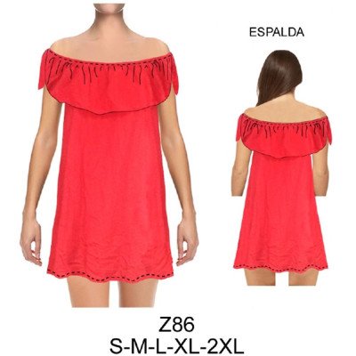 Z86 - Molde de Vestido holgado sin hombros, con elástico en escote Z86 - Molde de Vestido holgado sin hombros, con elástico en escote