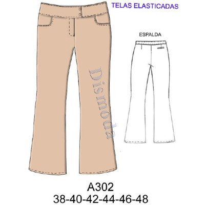 A302 - Molde de Pantalón con bolsillo, pretina pasada A302 - Molde de Pantalón con bolsillo, pretina pasada