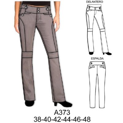 A373 - Molde de Pantalón con cortes en delantero A373 - Molde de Pantalón con cortes en delantero