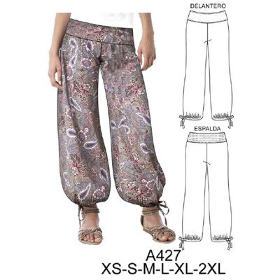 A427 - Molde de Pantalón bombacho con amarra de ajuste inferior A427 - Molde de Pantalón bombacho con amarra de ajuste inferior