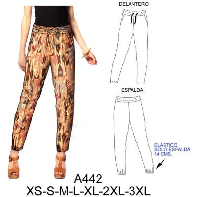 A442 - Molde de Pantalón elasticado tiro en cintura semi pitillo A442 - Molde de Pantalón elasticado tiro en cintura semi pitillo