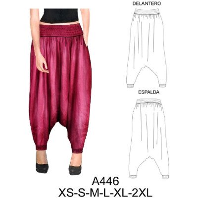 A446 - Molde de Pantalón bombacho elasticado en cintura A446 - Molde de Pantalón bombacho elasticado en cintura