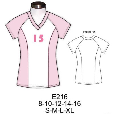 E216 - Molde de Polera dama escote v corte princesa E216 - Molde de Polera dama escote v corte princesa