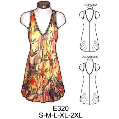 E320 - Molde de Polera larga o minivestido globo E320 - Molde de Polera larga o minivestido globo