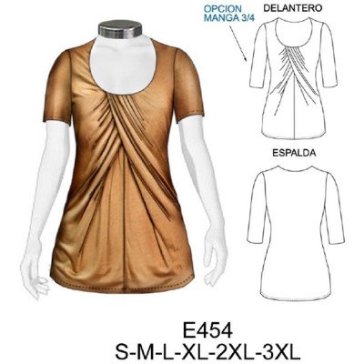 E454 - Molde de Polera delantero cruzado E454 - Molde de Polera delantero cruzado