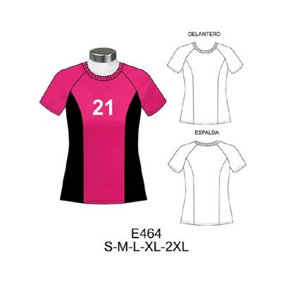E464 - Molde de Polera dama escote redondo, corte princesa y manga raglan E464 - Molde de Polera dama escote redondo, corte princesa y manga raglan