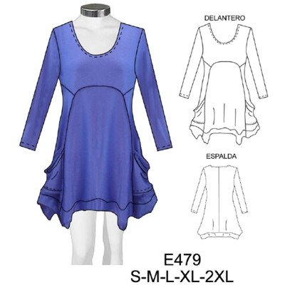 E479 - Molde de Minivestido con bolsillo drapeado E479 - Molde de Minivestido con bolsillo drapeado