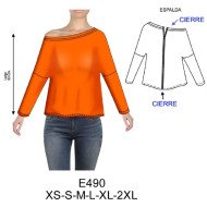 E490 - Molde de Polera kimono con cierre en espalda (oversize)