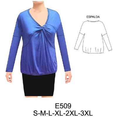 E509 - Molde de Polera con nudos y cortes asimétricos, cintura con elásticos E509 - Molde de Polera con nudos y cortes asimétricos, cintura con elásticos