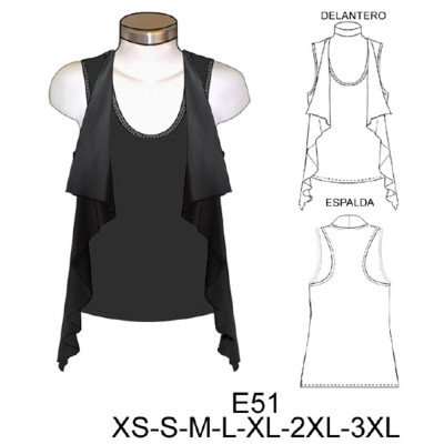 E51 - Molde de Polera sin mangas con tapado integrado E51 - Molde de Polera sin mangas con tapado integrado