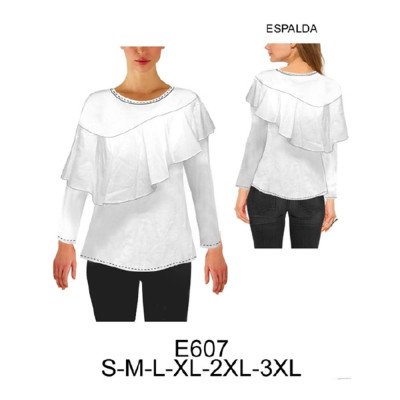 E607 - Molde de Polera asimétrica con vuelo, holgada E607 - Molde de Polera asimétrica con vuelo, holgada