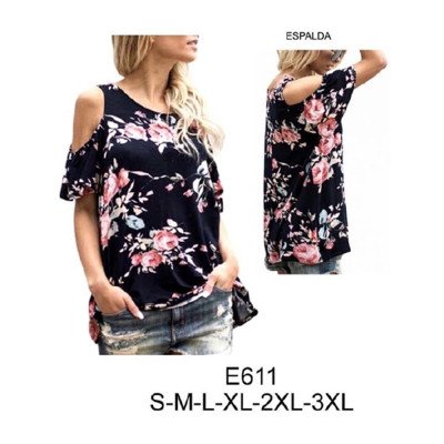 E611 - Molde de Polera sin hombro ruedo y manga semi evase E611 - Molde de Polera sin hombro ruedo y manga semi evase