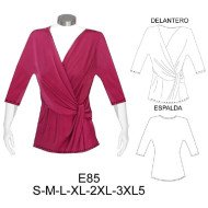 E85 - Molde de Polera kimono cruzada con lazo sobre corte