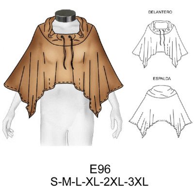 E96 - Molde de Capa kimono cuello grande