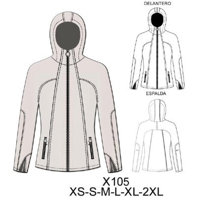 X105 - Molde de Casaca soft shell con gorro sin costura en hombro X105 - Molde de Casaca soft shell con gorro sin costura en hombro